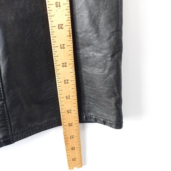 Black‎ Leather Skirt XS Pencil Midi Zip Back Genuine Edgy Punk Rock Corpcore - Picture 6 of 11